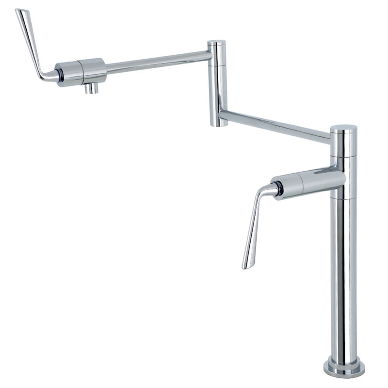 Kingston Brass Silver Sage Two-Handle 1-Hole Deck Mount Pot Filler Faucet, Polished Chrome