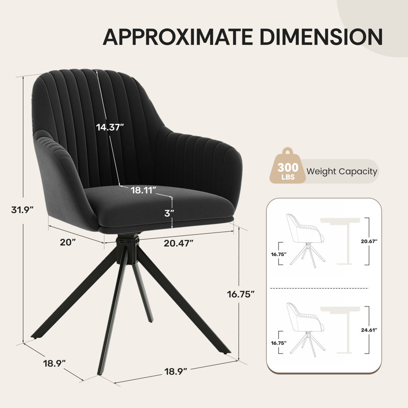 Velvet Upholstered Side Chair, Black, 1, Black