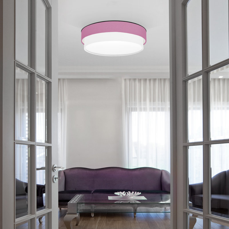 Avory Flush Mount, Purple / White