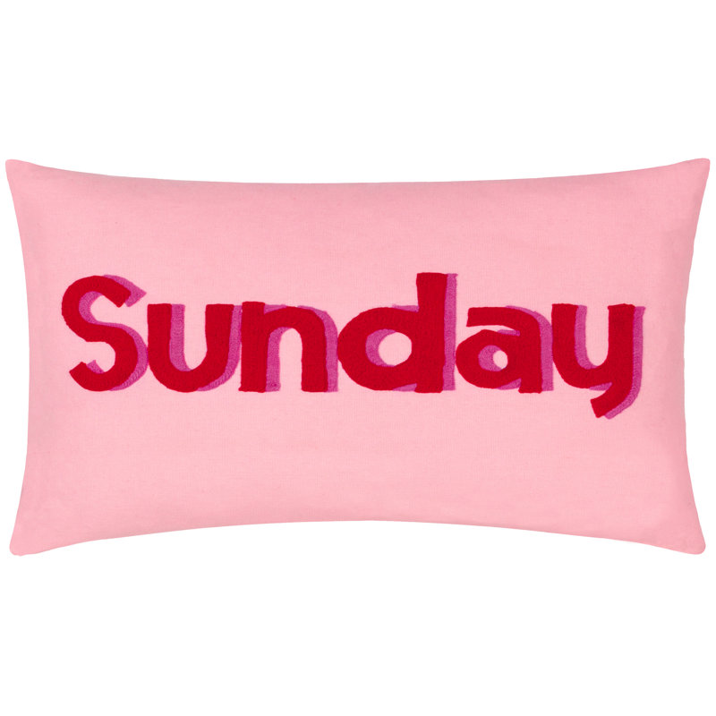 Sunday Pink Rectangular Throw Cushion With Filling