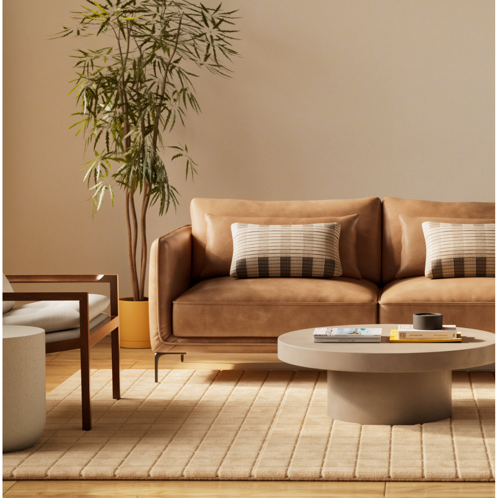 Meile Ivory Hand-Loomed Geometric Wool Rug, Rectangle 5' x 8'