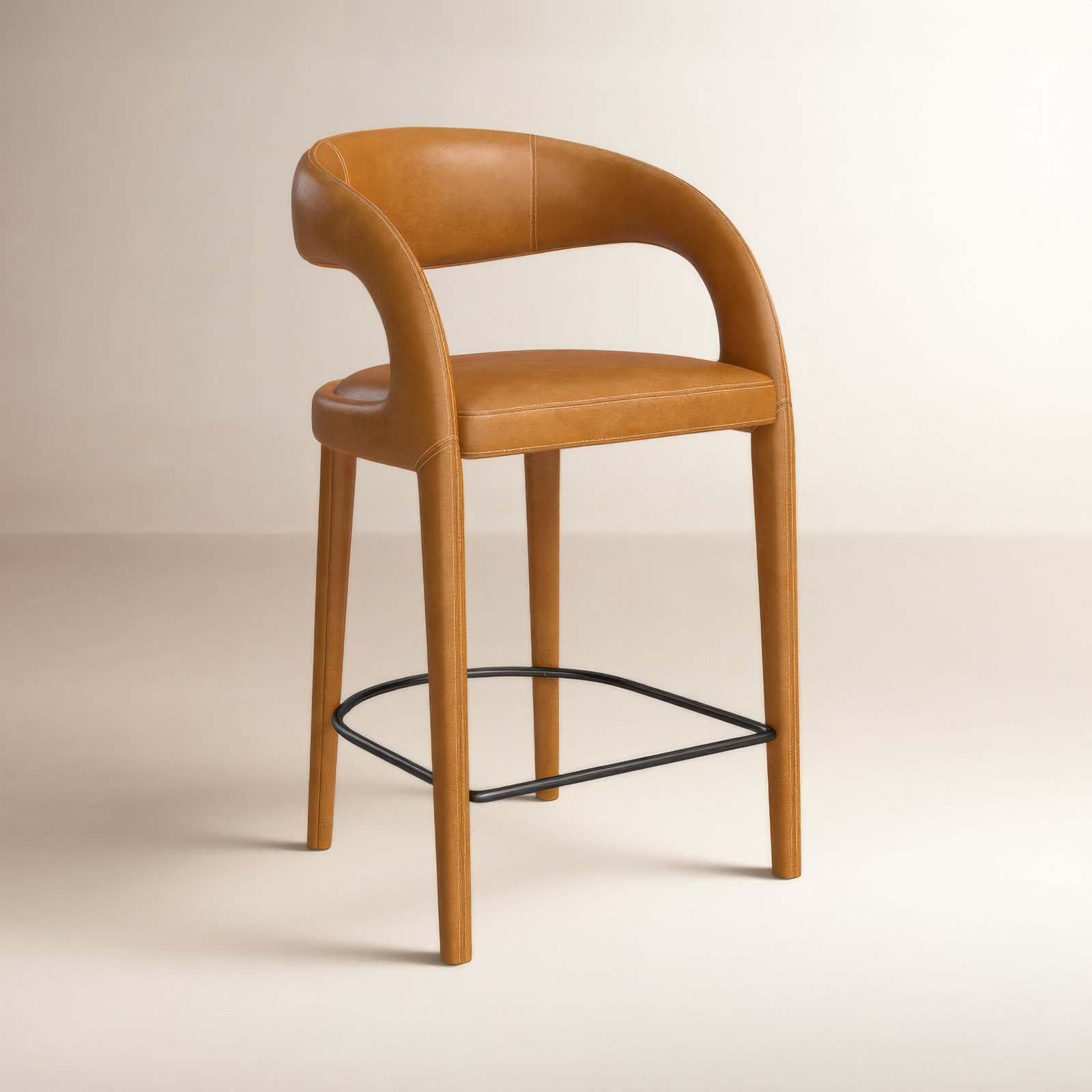 Geoffrey Counter & Bar Stool, Sonoma Butterscotch/Top Grain Leather, Counter Stool (26.57" Seat Height)