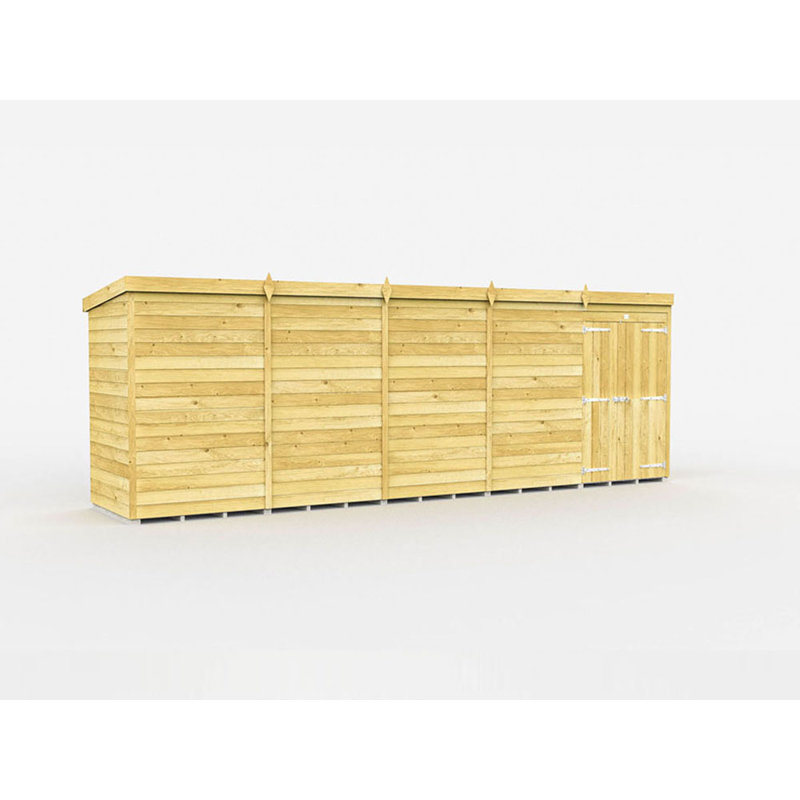 20ft x 4ft Pent Shed - Double Door without Windows