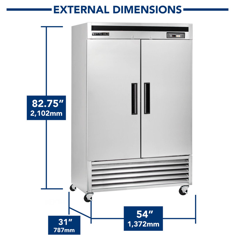 Maxx Cold 54'' Stainless Steel Double Door Commercial Refrigerator