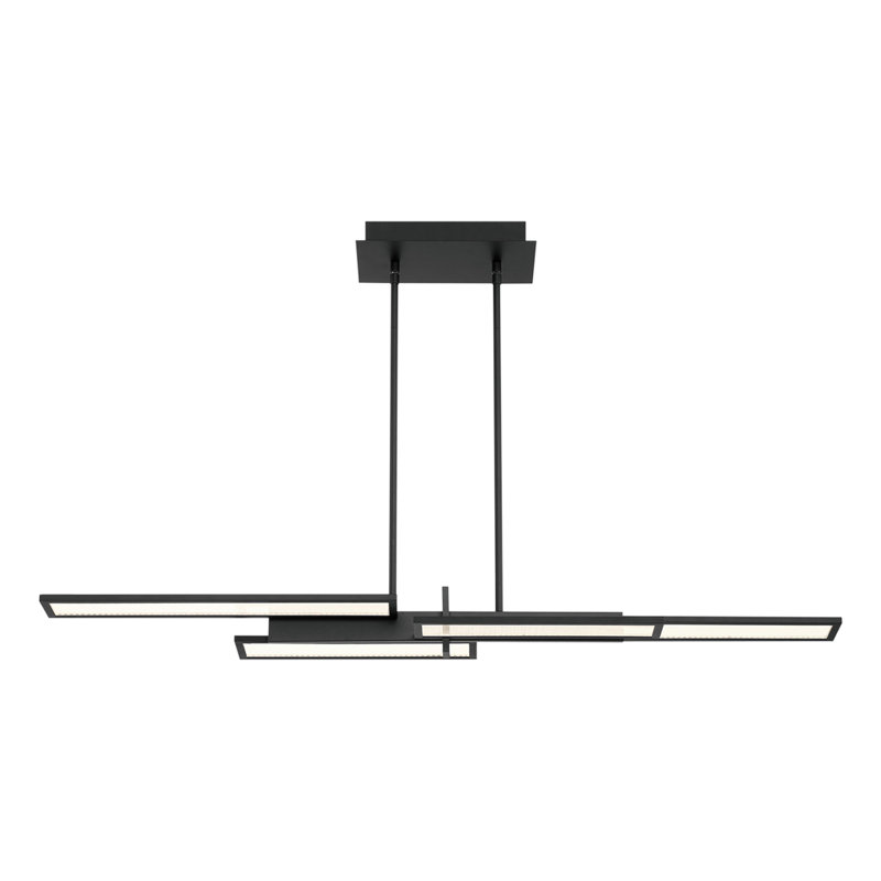 Matte Black Geometric LED Chandelier with Glass Shade