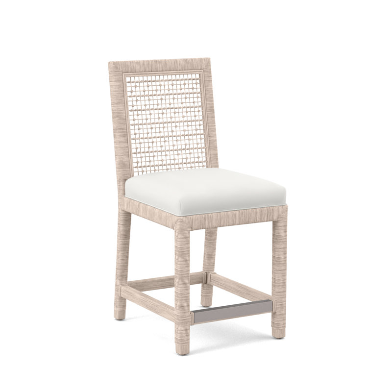 Tabouret de comptoir 24 po Scotia Glinda, Sunbrella Beige Pinstripe; 6205-74, Bisque