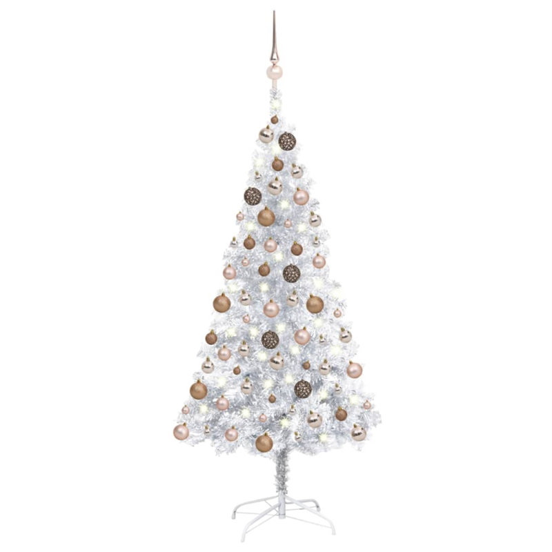 Arbre de Noël artificiel illuminé avec ensemble de décoration de fête en PVC