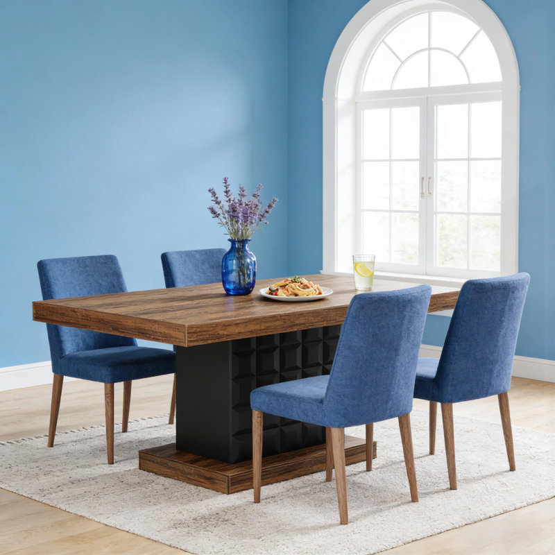 Modern Rectangular Kitchen and Dining Table with Geometric Base