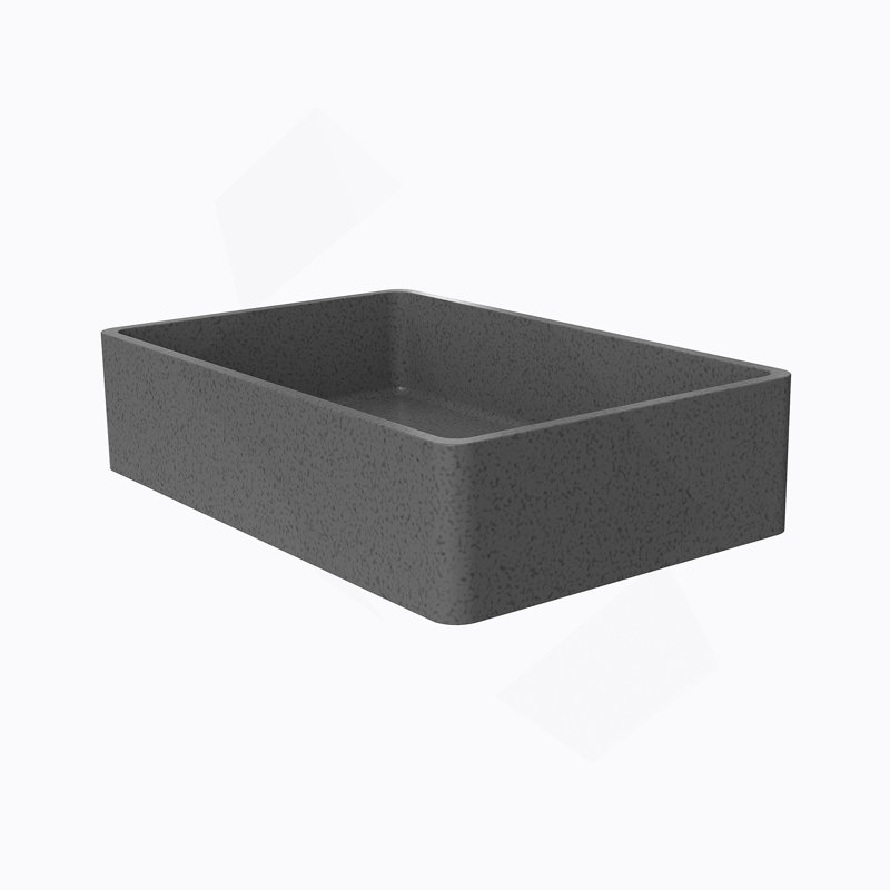 19.68'' Concrete Vessel Rectangular Modern Dark Gray With Patterns Bathroom Sink, Matte