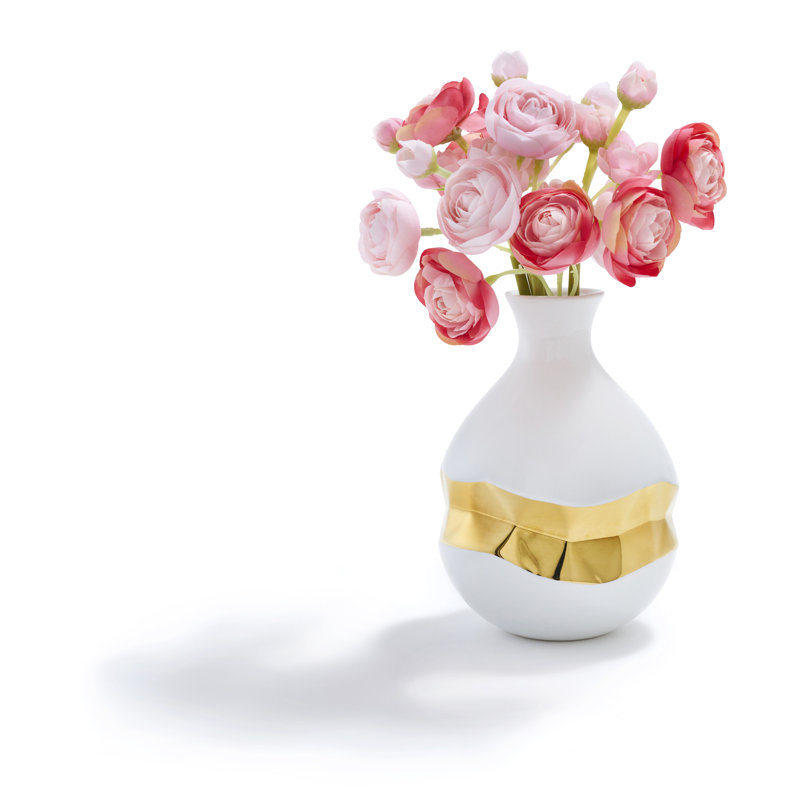 White and Gold 6" Porcelain Bud Vase