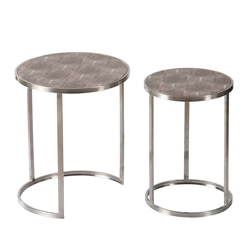 Hamdan Stainless Steel Tray Top Nesting Tables