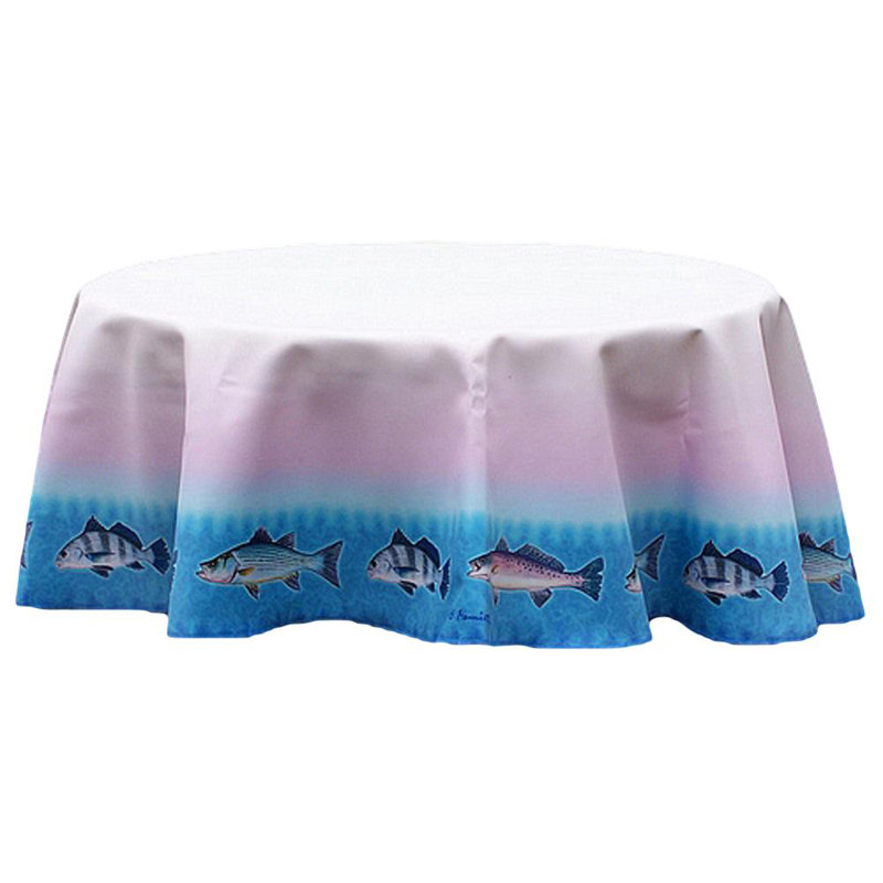 Assorted Fish Round Tablecloth, 68" W Round