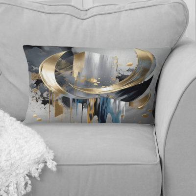 Abstract Shapes And Lines I - Abstract Marble Printed Throw Pillow