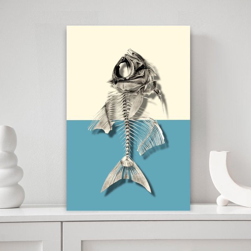 Poisson, squelette, étude marine, poisson contemporain, H 18 po x l 12 po