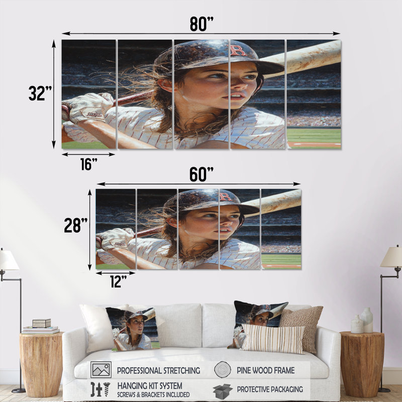 Joueur de baseball sur le terrain II - ensemble d'art sur toile de baseball sport, H 28 po x l 60 po