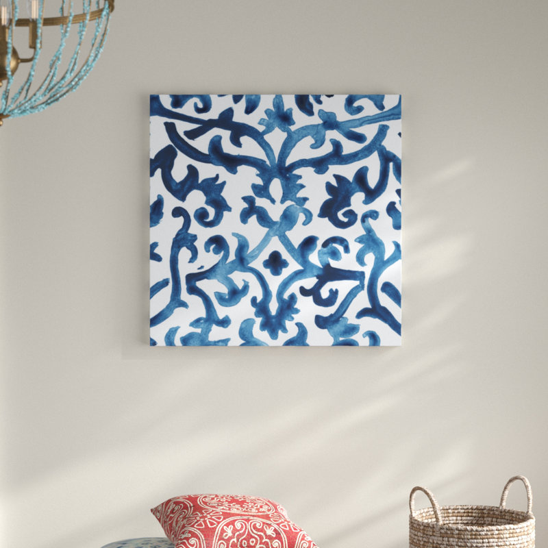 «Indigo Sampler III», peinture sur toile, H 12 po x l 12 po, Toile tendue
