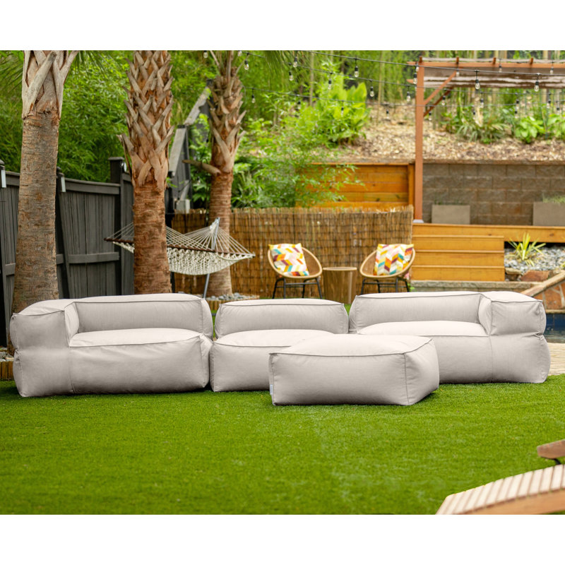 Maretta 136'' Wide U-Shaped Patio Sofa, Silver