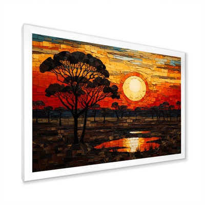 Savannah, coucher de soleil en safari africain dans les teintes 3 - Boho mosaïque, art mural