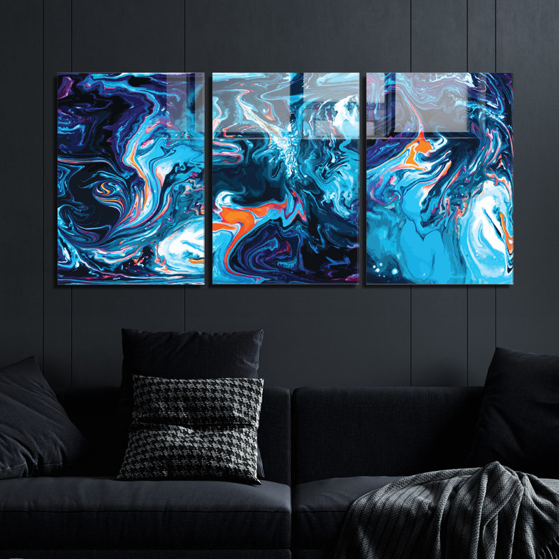 3 Piece No Frame Print on Glass, 70cm H x 100cm W x 0.4cm D