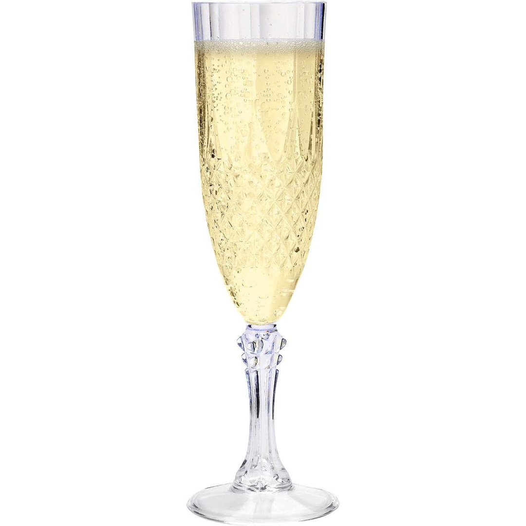 Clear Crystal Effect Plastic Highball Whiskey Wine Champagne Flute Glasses Drinks Cups Reusable For Parties, Weddings, Outdoor Events, BBQ And Picnics