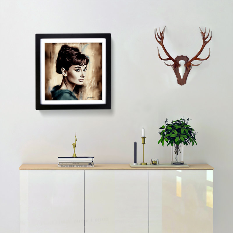 Audrey Hepburn Digital Art No.1 - Framed Print, Black
