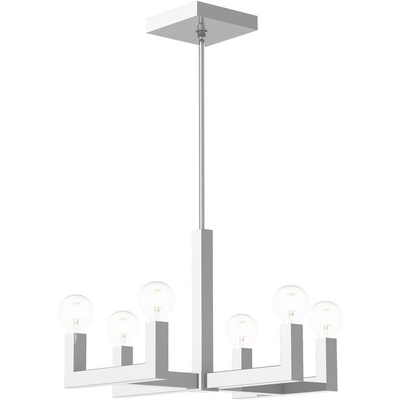 Lustre classique à 6 lumières DEL unique, Chrome poli