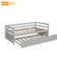 Lit de jour simple gris et lit gigogne, matériau en bois de pin, sans sommier tapissier, rails pleine longueur de 15,5 po avec cadre, assemblage facile dans la chambre à coucher-130155549