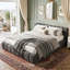 Multi-Sizes EU & UK Upholstered Bed, Modern Cloud Low-Height Bed Frame with Padded Flange Edge & Embedded Design, Beige/Grey Linen-423385466-426914026