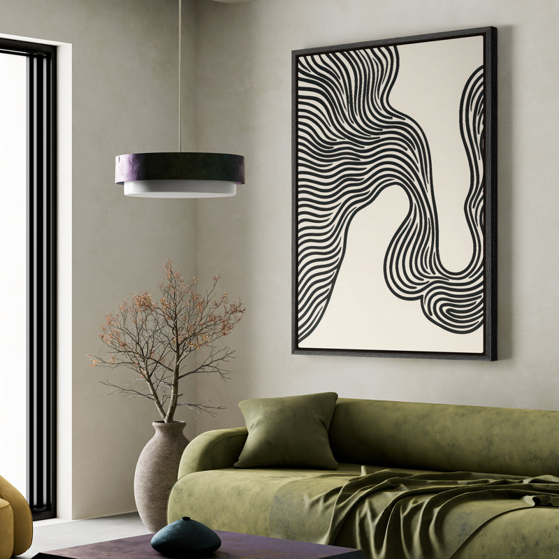 Art mural encadré, impressions murales abstraites rétro pour chambre à coucher , H 36 po x l 24 po, Noir