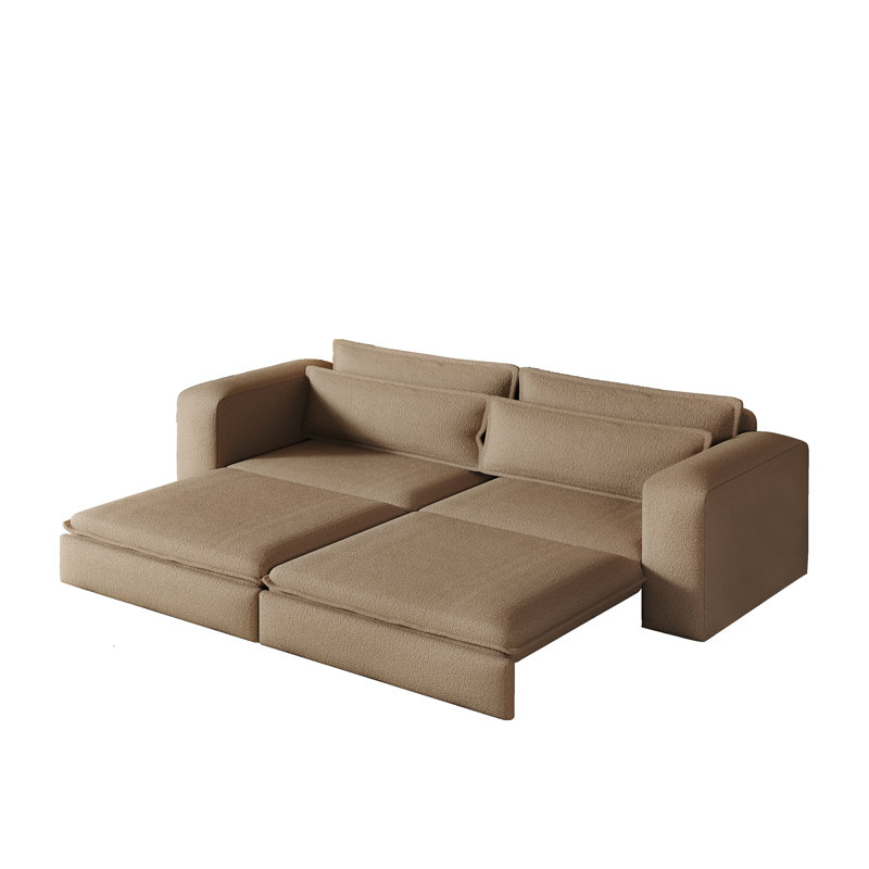 Très grand canapé-lit Teddy 3 en 1 avec 2 coussins lombaires, Brun