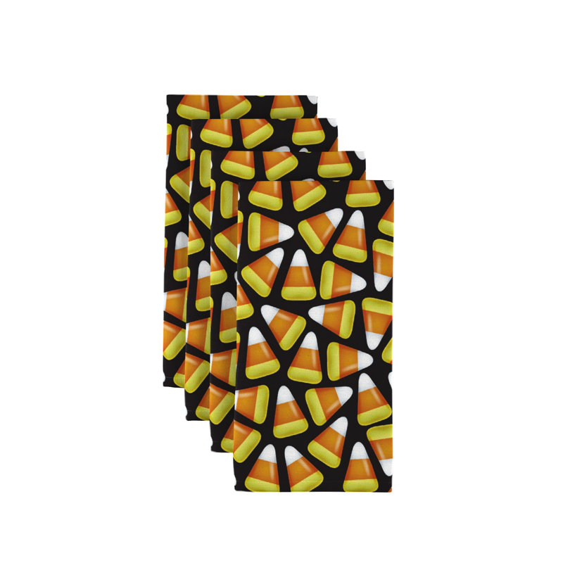 Polyester Geometric Square Napkin, Black