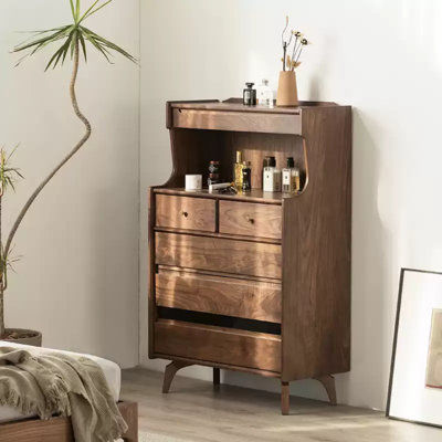 Commode multifonctionnelle en noyer noir