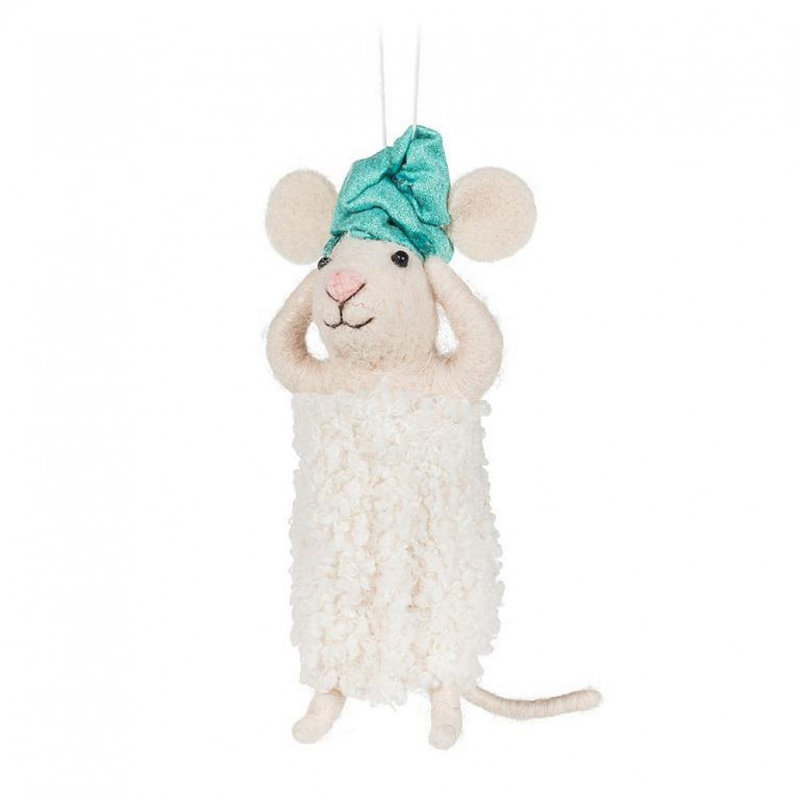 Souris spa avec cheveux et ornement