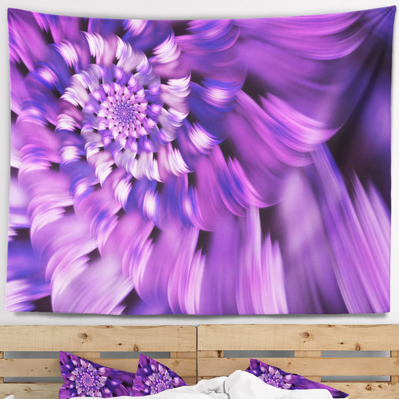 Tapisserie floral bleu floral en forme de fleur, H 78 po x l 92 po