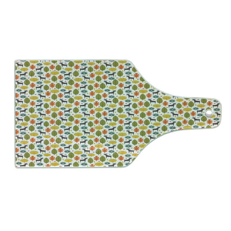 Scandinavian Woodland Multicolor Tempered Glass Cutting Board