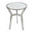 Side End Table, 18 Inch Round White Marble Top, Silver Steel X Base