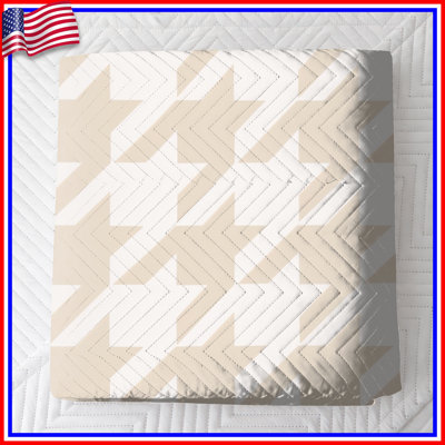 Beige Houndstooth Pattern Quilted Bedspread All Sizes