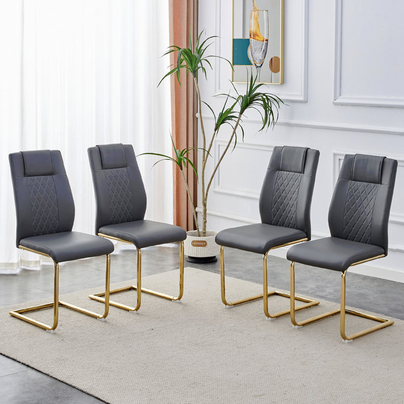 Modern Dining Chairs, Restaurant Chairs, And  Legged Upholstered Chairs Made Of Artificial Leather, Suitable For Kitchens, Living Rooms, Bedrooms, And Offices. Set Of 4 Pieces (PU)