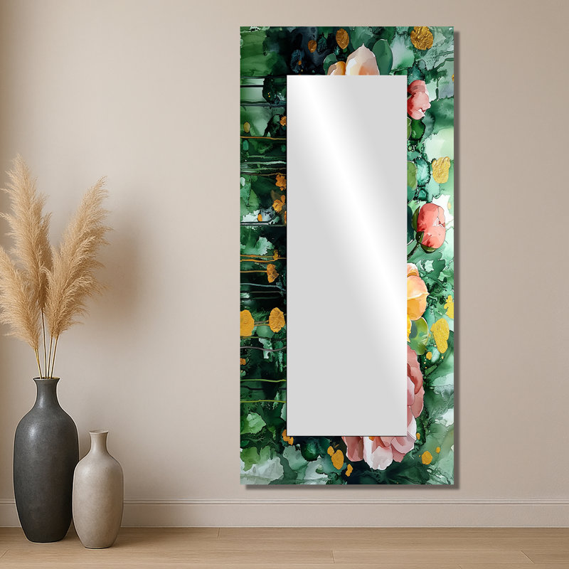 Printemps plante grasse aride - Art mural miroir floral - imprimé sur métal, 28 po x 60 po
