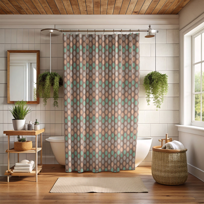 Nautique - Rideau de douche Premium, Taupe, H 74 po x l 71 po