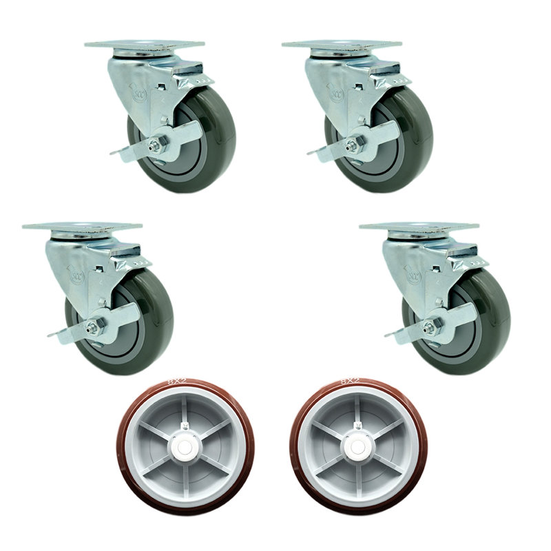 4 Piece Regency U-Boat Locking Caster Set with Wheel Replace