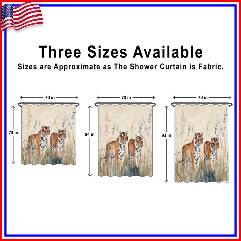 Rideaux de douche Two Tigers In Grass, L 70 po x H 84 po