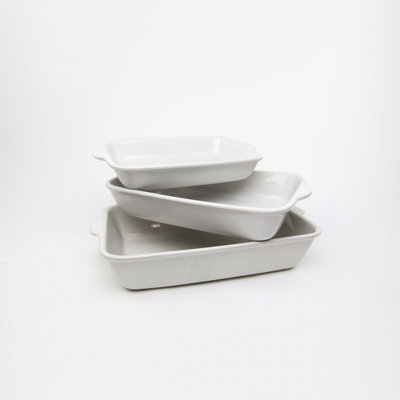 Carthage.Co Rectangle Stoneware 3 Piece Baker Bakeware Set