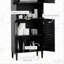 Armoire de rangement autoportante pour salle de bain étroite avec portes et tablette-1885562204