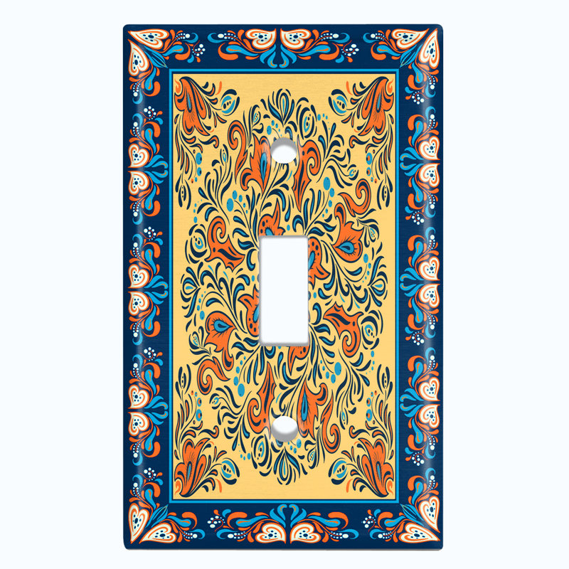 Patterned 1 - Gang Toggle Light Switch Standard Wall Plate, Orange