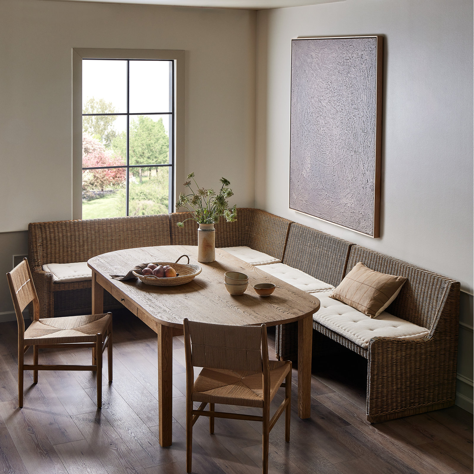 Senna Dining Banquette, 32.5" H x 144.75" W x 83.25" D, Left Hand Facing