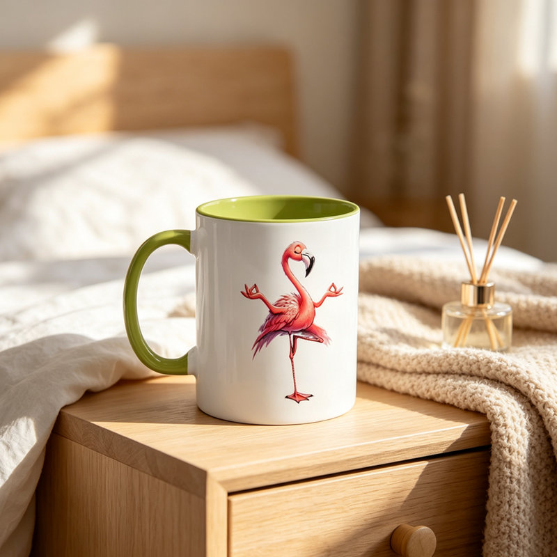 1pc Novelty Flamingo Design Mug Coffee Cup Juice Cup Fun Gift.