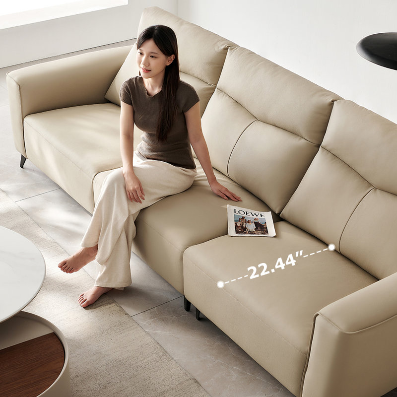 Khaki Genuine Leather Modular Sofa cushion couch
