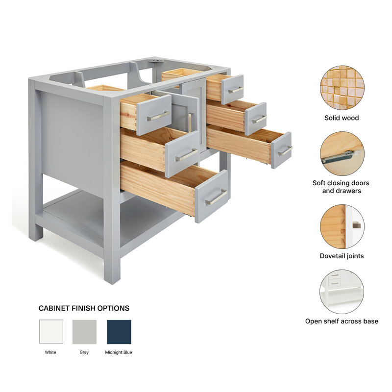42 in. W Single Bathroom Vanity Base, Gray