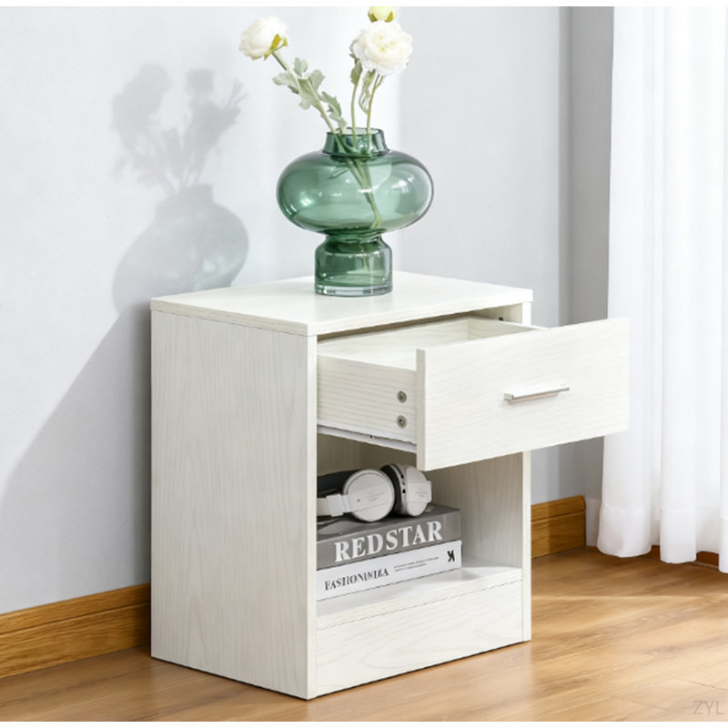 Table d'appoint avec tiroir et tablette de rangement, table de bout pour toutes les pièces, Blanc